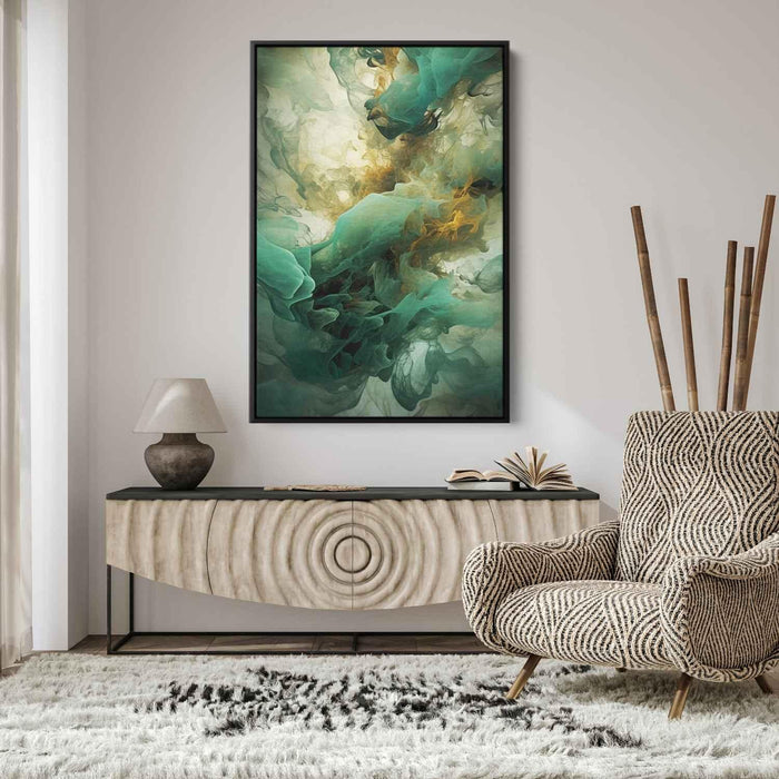 Green and Bronze Abstract Swirls Print - Canvas Art Print by Kanvah