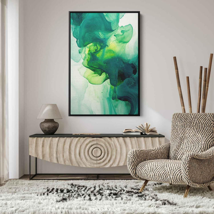 Lime and Sapphire Abstract Swirls Print - Canvas Art Print by Kanvah