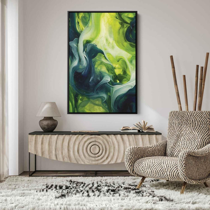 Lime and Sapphire Abstract Swirls Print - Canvas Art Print by Kanvah