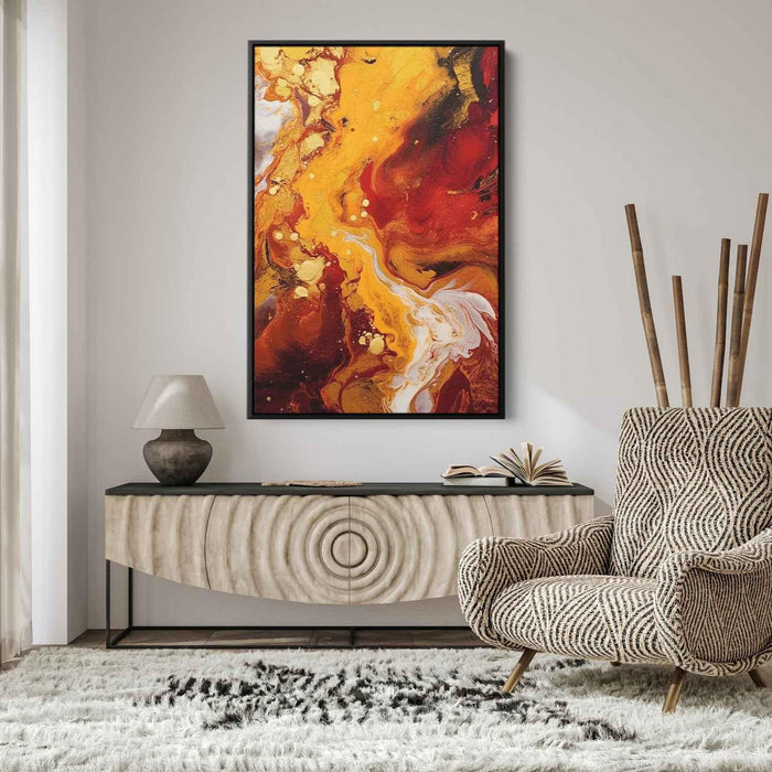 Maroon and Gold Abstract Swirls Print - Canvas Art Print by Kanvah