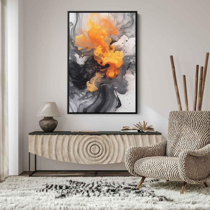 Orange and Black Abstract Swirls Print - Canvas Art Print by Kanvah