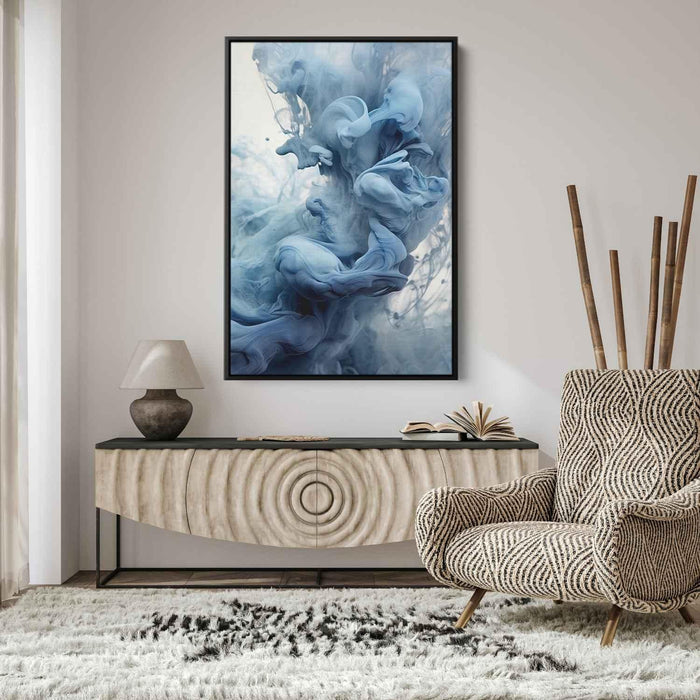 Periwinkle and Obsidian Abstract Swirls Print - Canvas Art Print by Kanvah