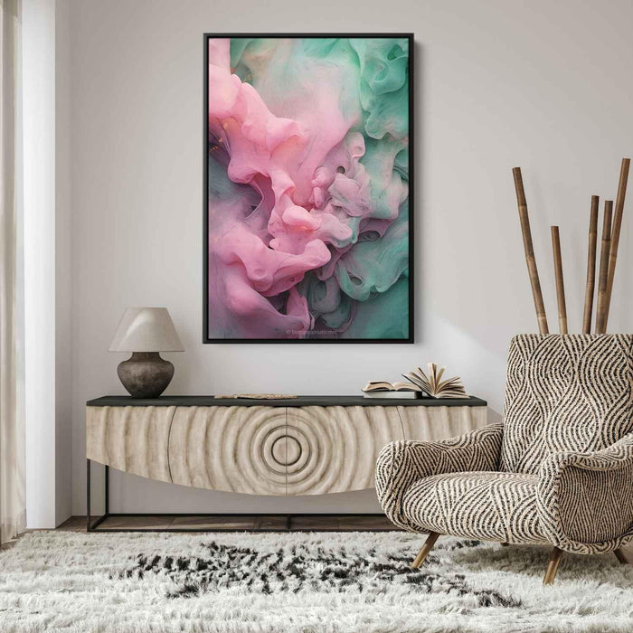 Pink and Emerald Abstract Swirls Print - Canvas Art Print by Kanvah