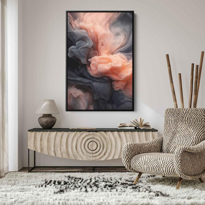 Salmon and Onyx Abstract Swirls Print - Canvas Art Print by Kanvah