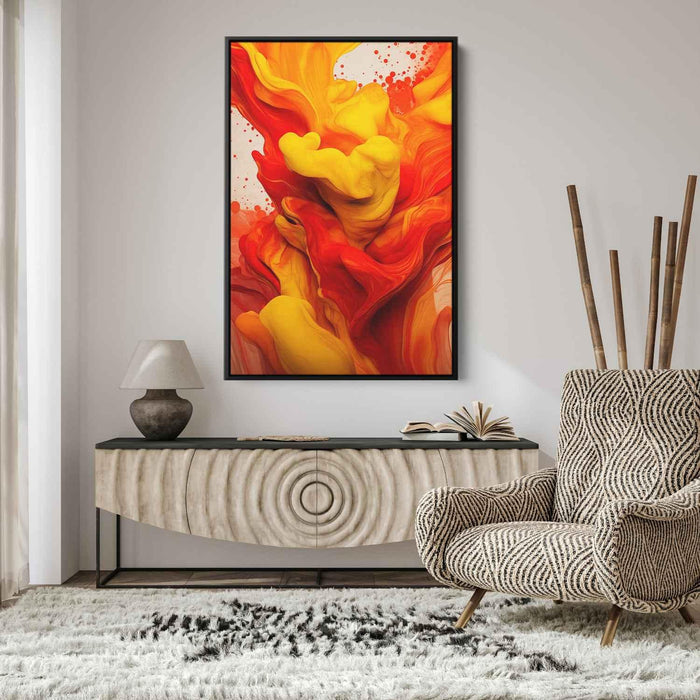 Scarlet and Maize Abstract Swirls Print - Canvas Art Print by Kanvah