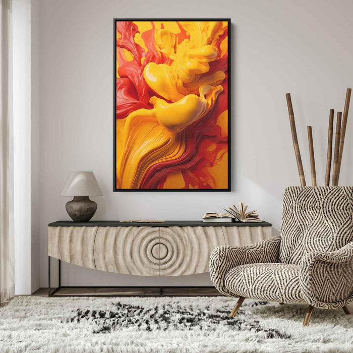 Scarlet and Maize Abstract Swirls Print - Canvas Art Print by Kanvah