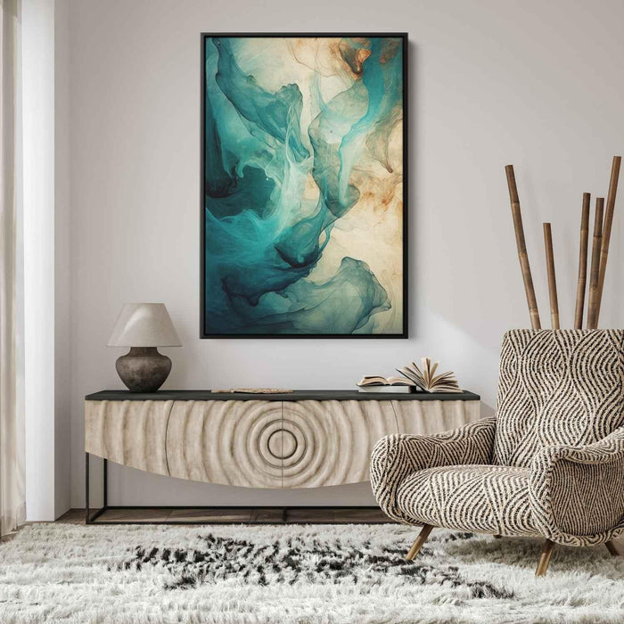 Teal and Mahogany Abstract Swirls Print - Canvas Art Print by Kanvah