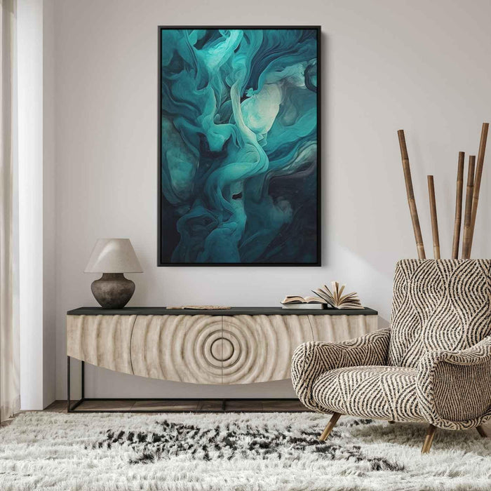 Teal and Mahogany Abstract Swirls Print - Canvas Art Print by Kanvah