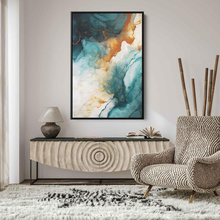 Teal and Mahogany Abstract Swirls Print - Canvas Art Print by Kanvah