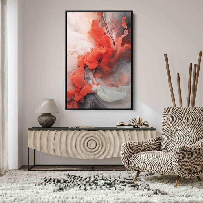 Vermilion and Quartz Abstract Swirls Print - Canvas Art Print by Kanvah