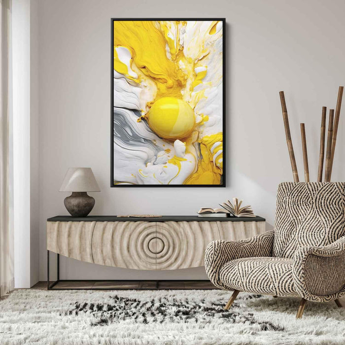 Yellow and White Abstract Swirls Print - Canvas Art Print by Kanvah