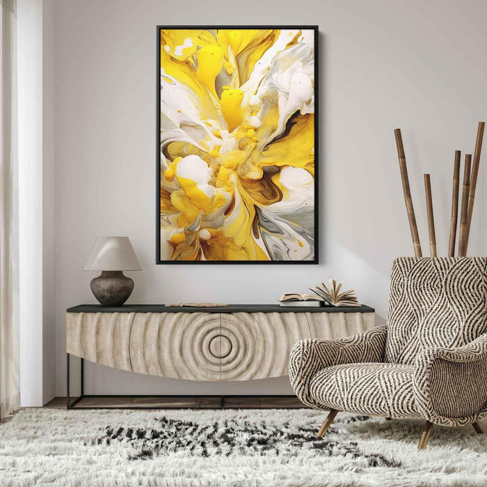 Yellow and White Abstract Swirls Print - Canvas Art Print by Kanvah