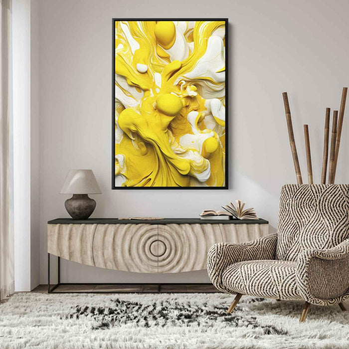 Yellow and White Abstract Swirls Print - Canvas Art Print by Kanvah