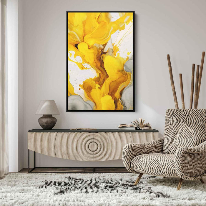 Yellow and White Abstract Swirls Print - Canvas Art Print by Kanvah