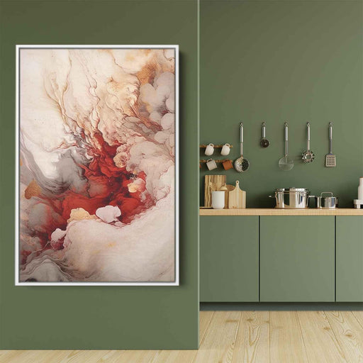 Beige and Ruby Abstract Swirls Print - Canvas Art Print by Kanvah