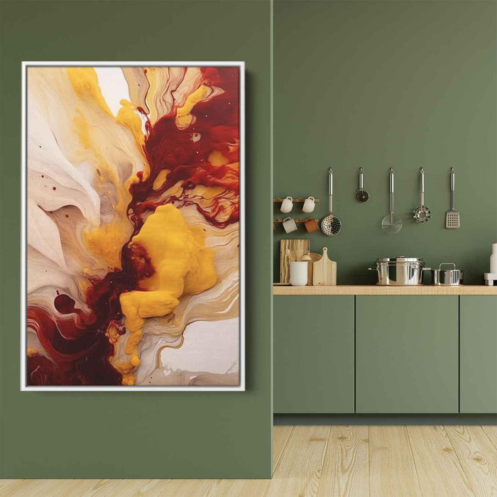 Cherry and Mustard Abstract Swirls Print - Canvas Art Print by Kanvah