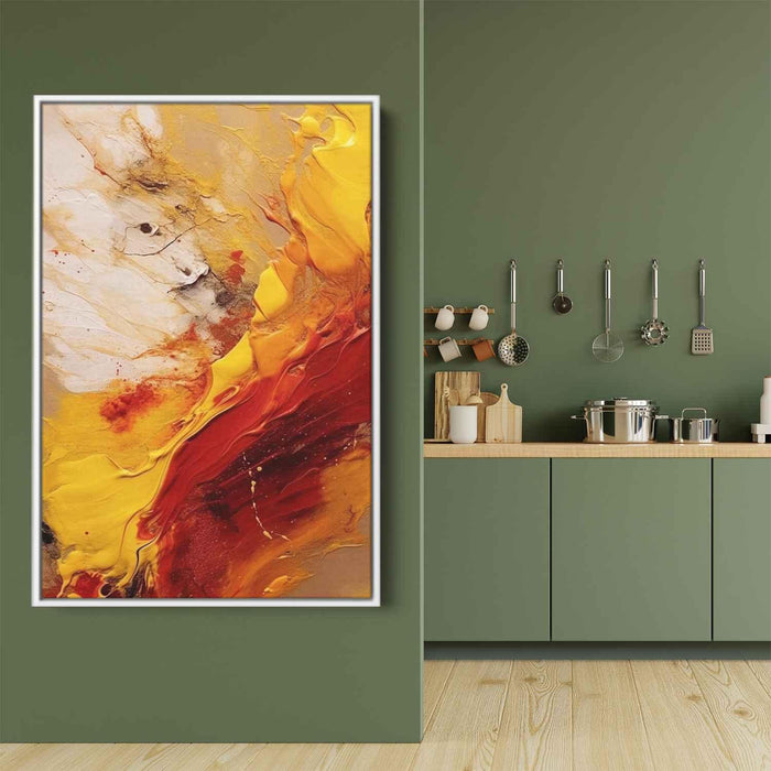 Cherry and Mustard Abstract Swirls Print - Canvas Art Print by Kanvah