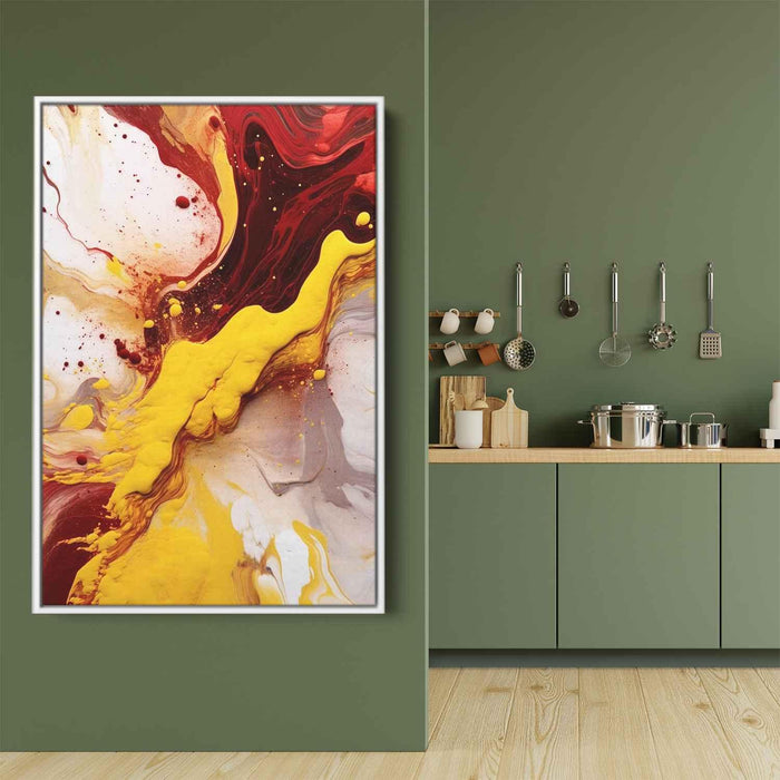 Cherry and Mustard Abstract Swirls Print - Canvas Art Print by Kanvah