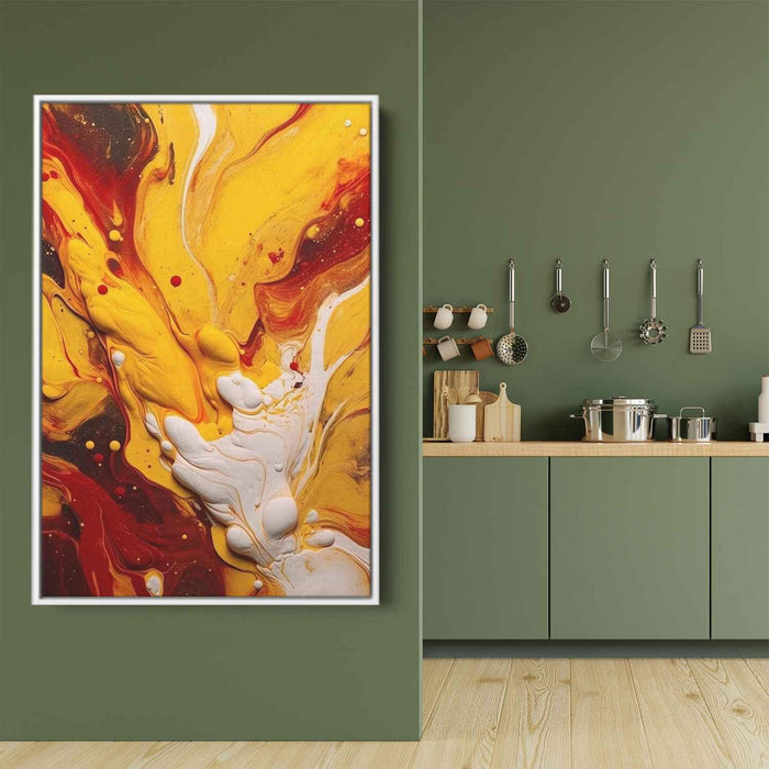 Cherry and Mustard Abstract Swirls Print - Canvas Art Print by Kanvah