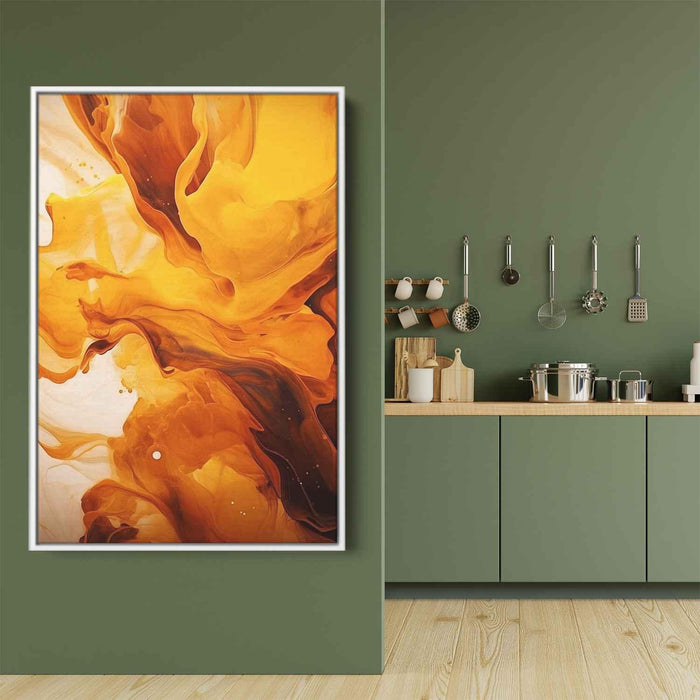 Chocolate and Amber Abstract Swirls Print - Canvas Art Print by Kanvah