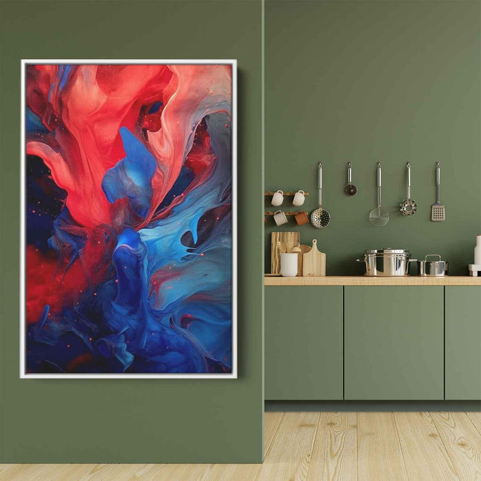 Crimson and Azure Abstract Swirls Print - Canvas Art Print by Kanvah