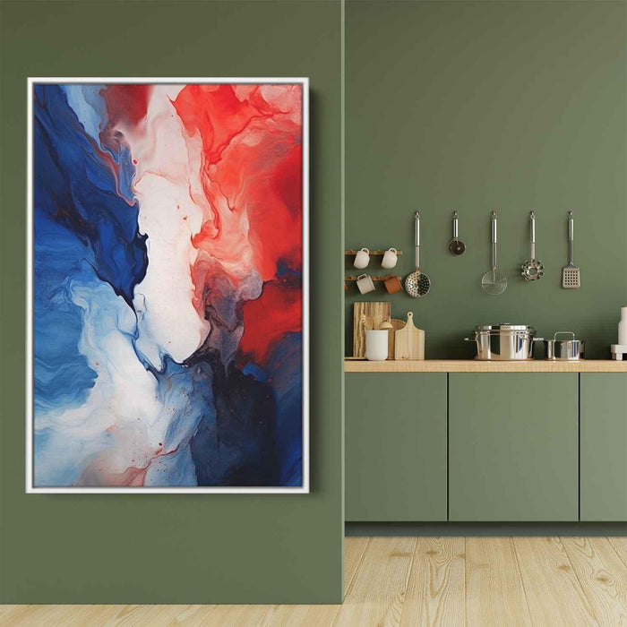 Crimson and Azure Abstract Swirls Print - Canvas Art Print by Kanvah