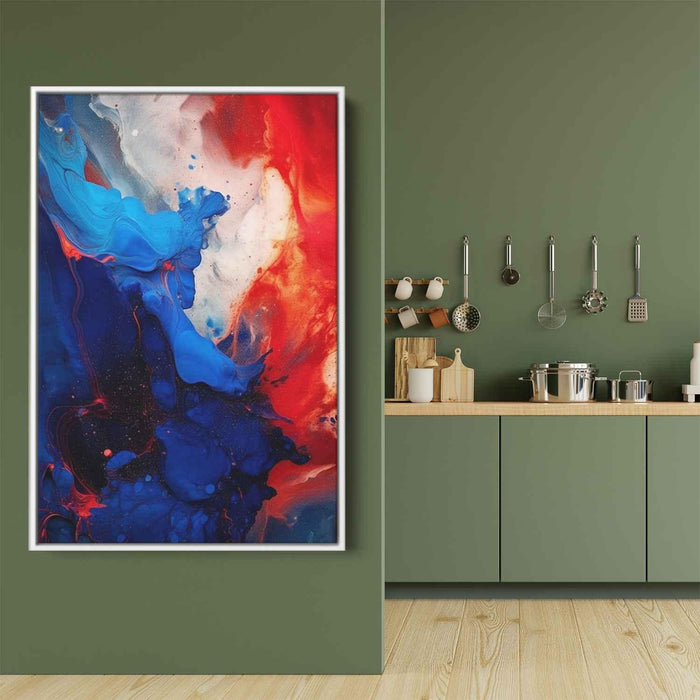 Crimson and Azure Abstract Swirls Print - Canvas Art Print by Kanvah