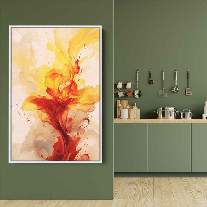 Fire Engine and Daffodil Abstract Swirls Print - Canvas Art Print by Kanvah