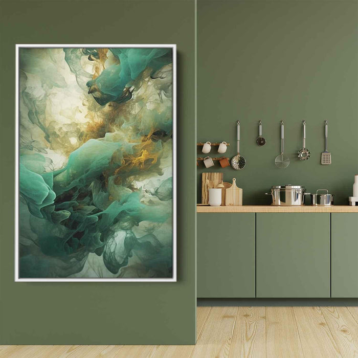 Green and Bronze Abstract Swirls Print - Canvas Art Print by Kanvah