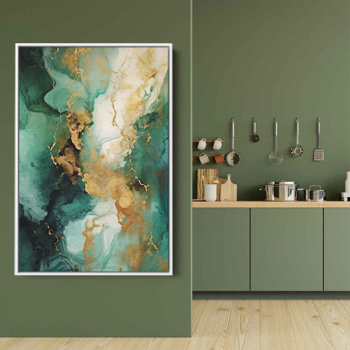 Green and Bronze Abstract Swirls Print - Canvas Art Print by Kanvah