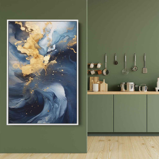 Indigo and Gold Abstract Swirls Print - Canvas Art Print by Kanvah