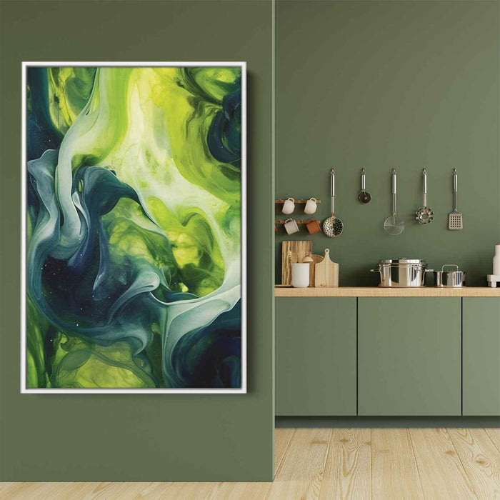 Lime and Sapphire Abstract Swirls Print - Canvas Art Print by Kanvah