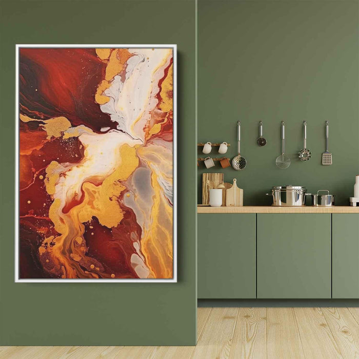 Maroon and Gold Abstract Swirls Print - Canvas Art Print by Kanvah