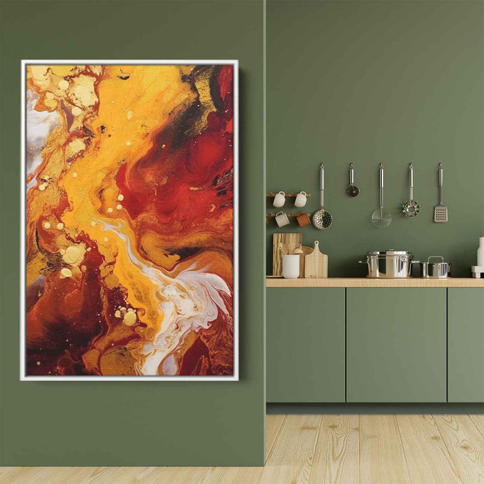 Maroon and Gold Abstract Swirls Print - Canvas Art Print by Kanvah