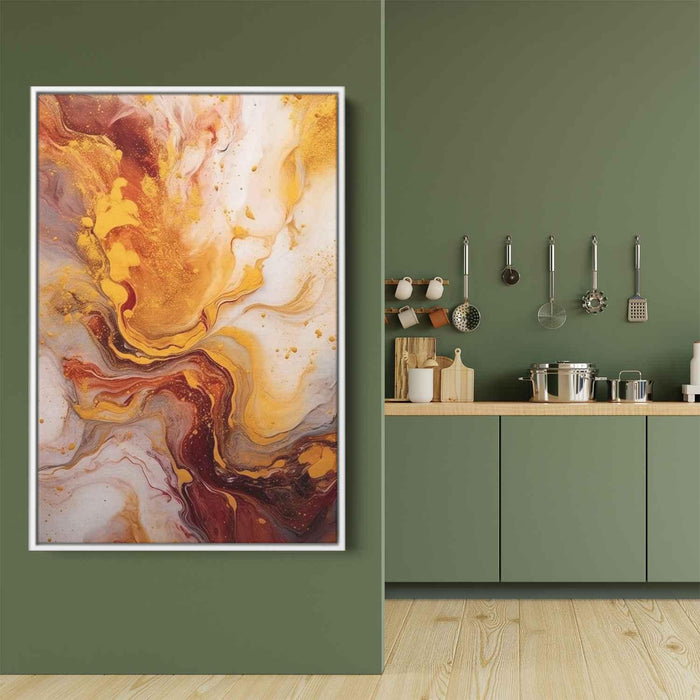 Maroon and Gold Abstract Swirls Print - Canvas Art Print by Kanvah