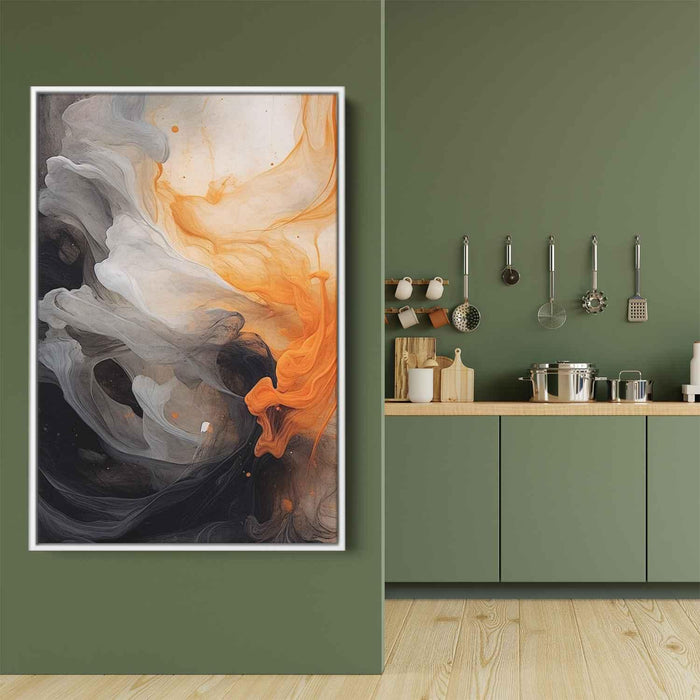 Orange and Black Abstract Swirls Print - Canvas Art Print by Kanvah