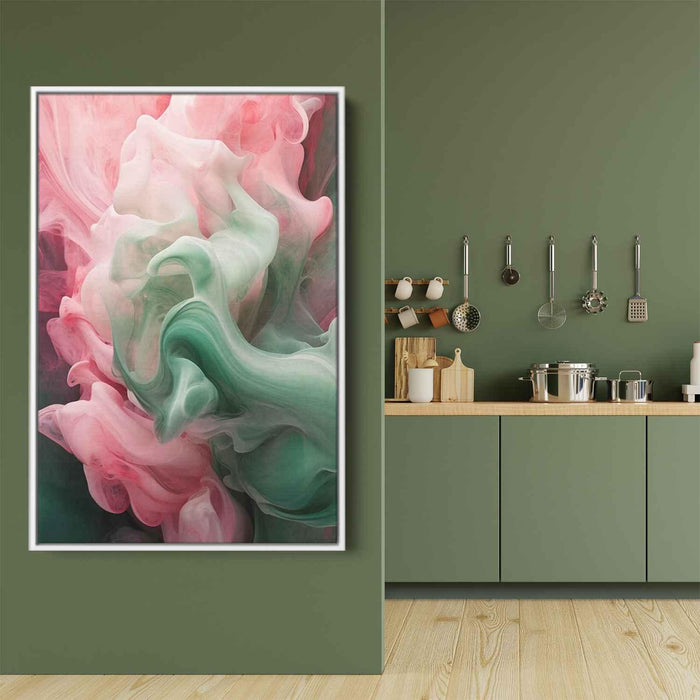 Pink and Emerald Abstract Swirls Print - Canvas Art Print by Kanvah