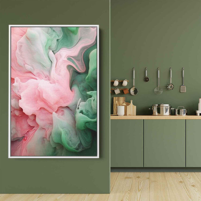 Pink and Emerald Abstract Swirls Print - Canvas Art Print by Kanvah