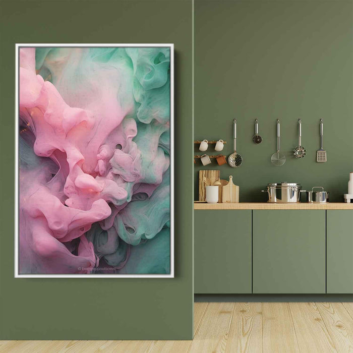 Pink and Emerald Abstract Swirls Print - Canvas Art Print by Kanvah