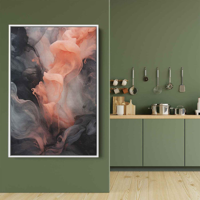 Salmon and Onyx Abstract Swirls Print - Canvas Art Print by Kanvah