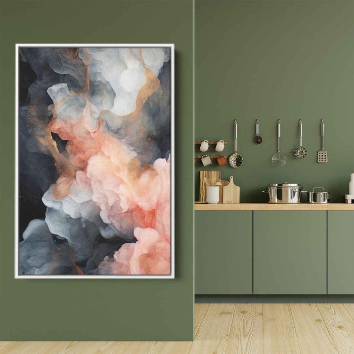 Salmon and Onyx Abstract Swirls Print - Canvas Art Print by Kanvah