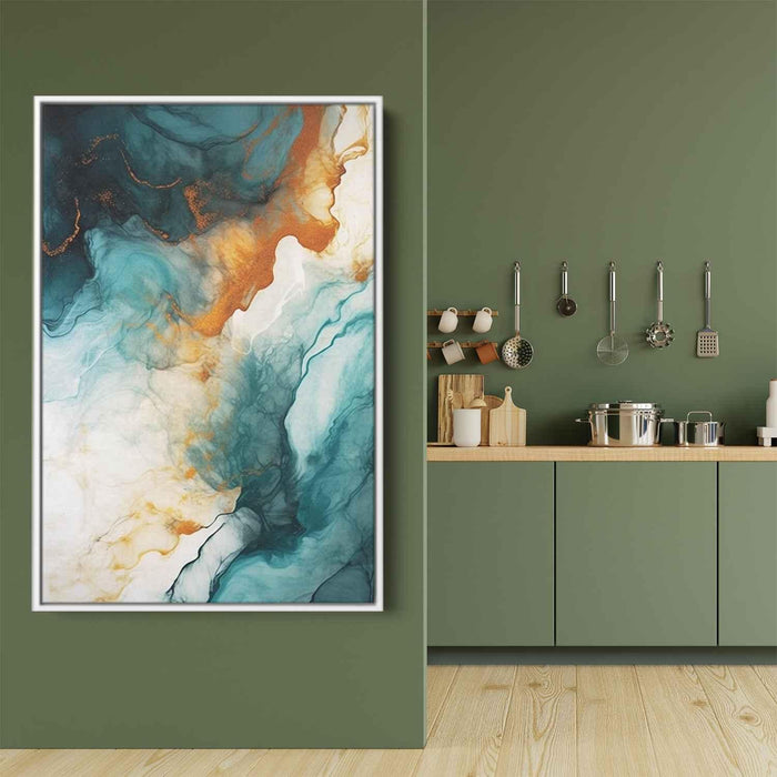 Teal and Mahogany Abstract Swirls Print - Canvas Art Print by Kanvah