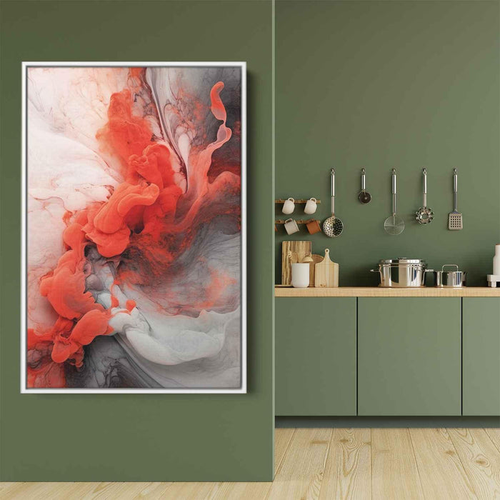 Vermilion and Quartz Abstract Swirls Print - Canvas Art Print by Kanvah