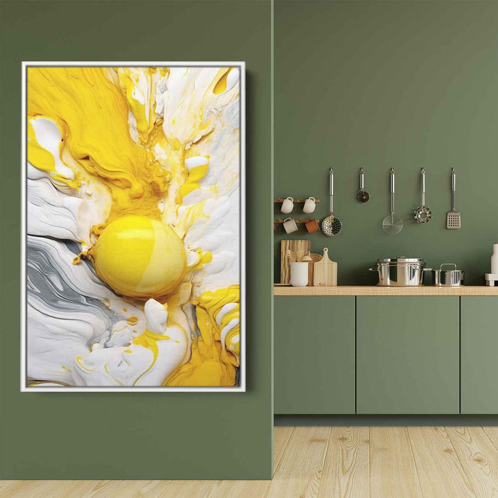 Yellow and White Abstract Swirls Print - Canvas Art Print by Kanvah