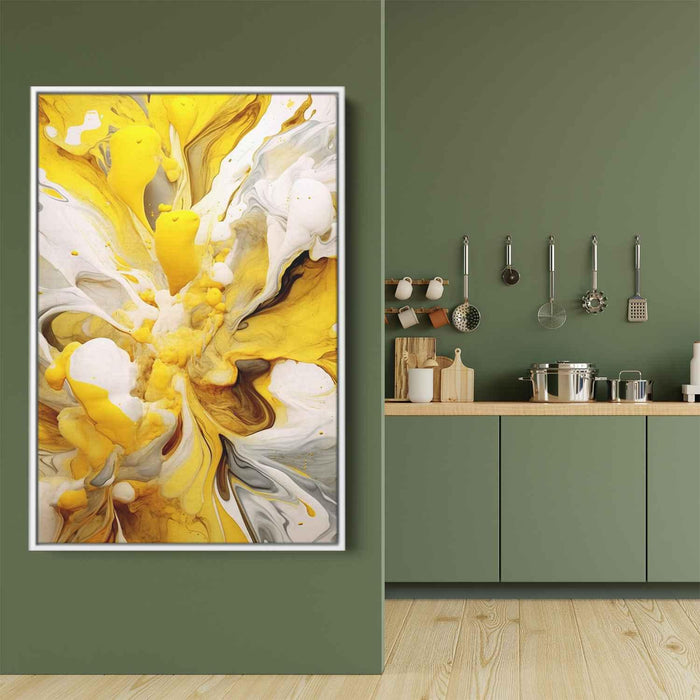 Yellow and White Abstract Swirls Print - Canvas Art Print by Kanvah