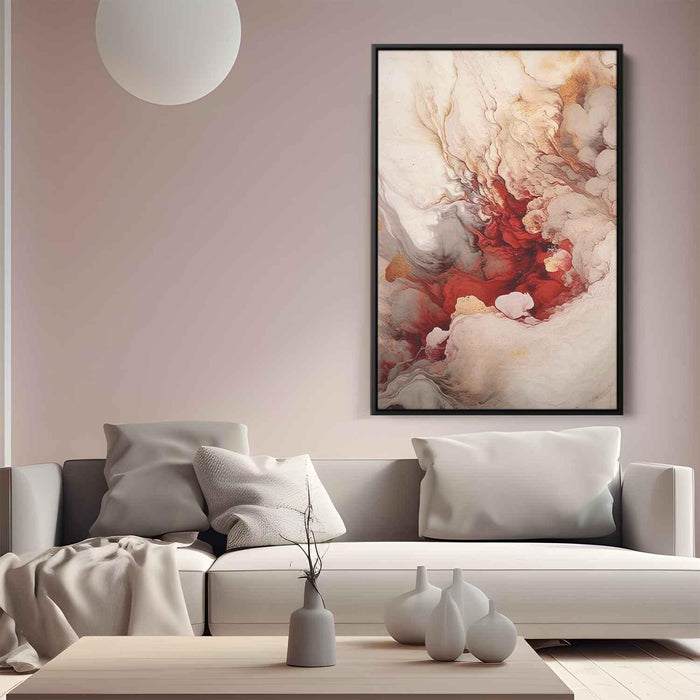 Beige and Ruby Abstract Swirls Print - Canvas Art Print by Kanvah