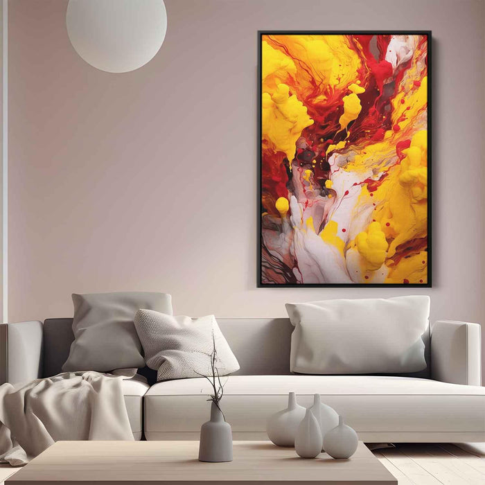 Berry and Canary Abstract Swirls Print - Canvas Art Print by Kanvah