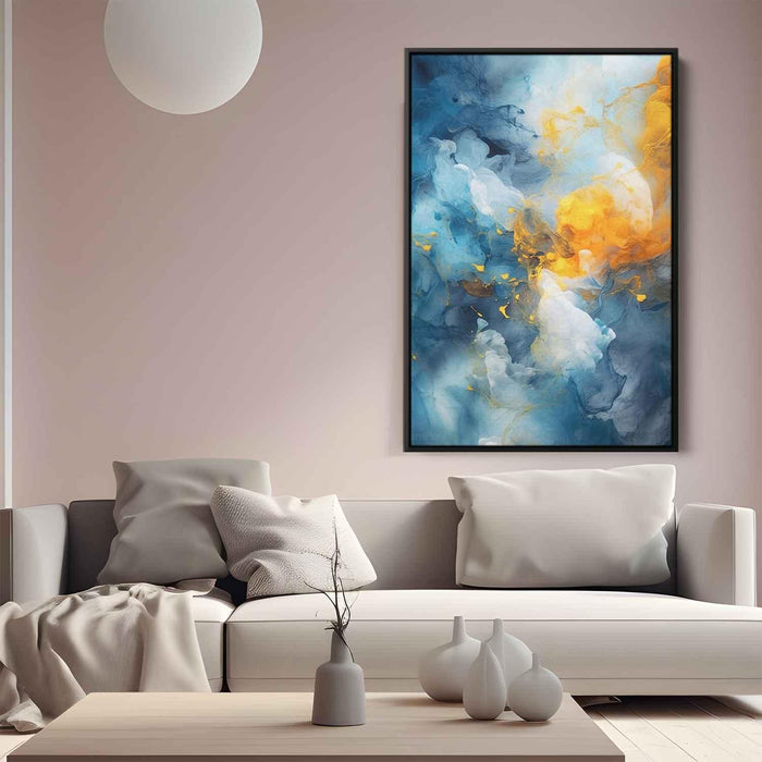 Cerulean and Topaz Abstract Swirls Print - Canvas Art Print by Kanvah