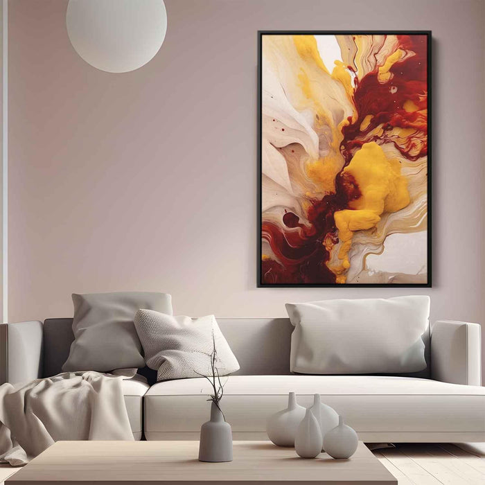 Cherry and Mustard Abstract Swirls Print - Canvas Art Print by Kanvah