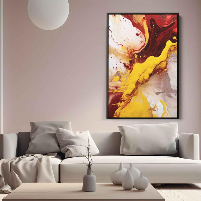 Cherry and Mustard Abstract Swirls Print - Canvas Art Print by Kanvah